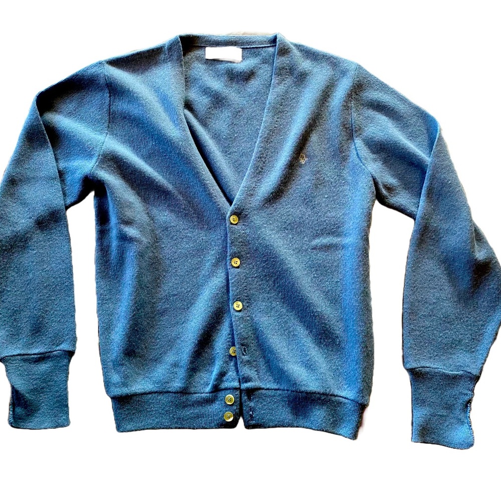 Vintage 70s Christian Dior Monsieur cardigan in light blue